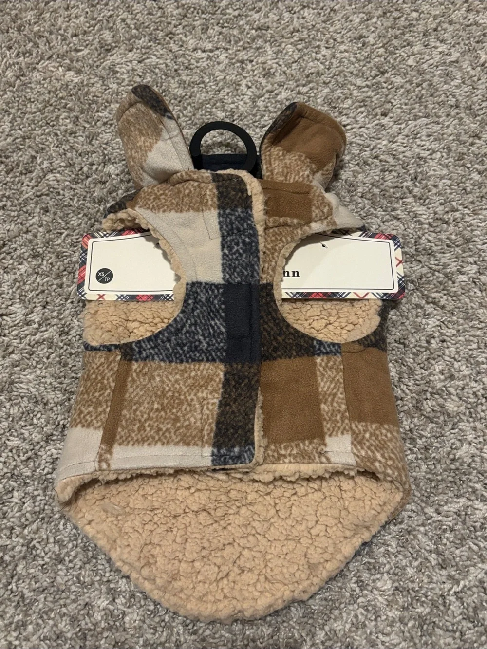 NWT Barkley & Finn Plaid Fleece Sherpa Lined Dog Coat XS